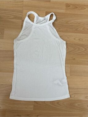 Sunday Best White Ribbed High-Neck Tank